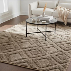Tapete sala quarto pelo baixo com relevo em jacquard macio antiderrapante