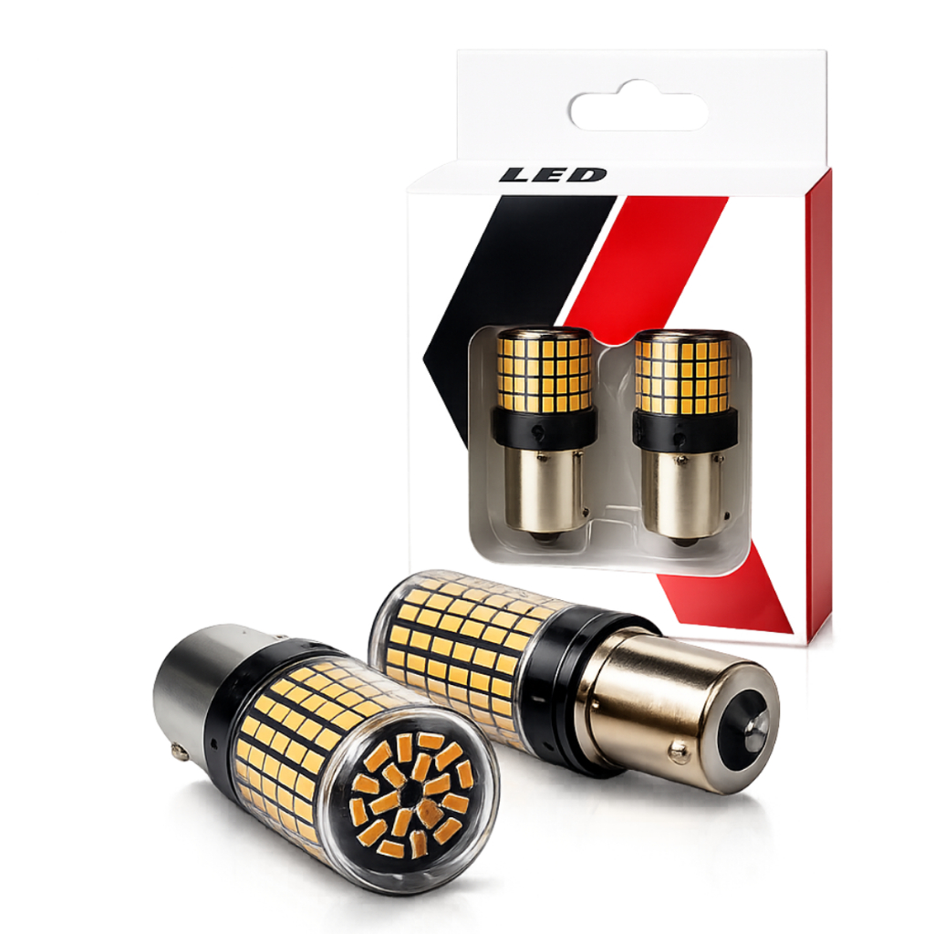 Kit Lâmpadas LED 1156 Amarelo Laranja Branco Lampada Led Seta Pisca Ré Canbus P2