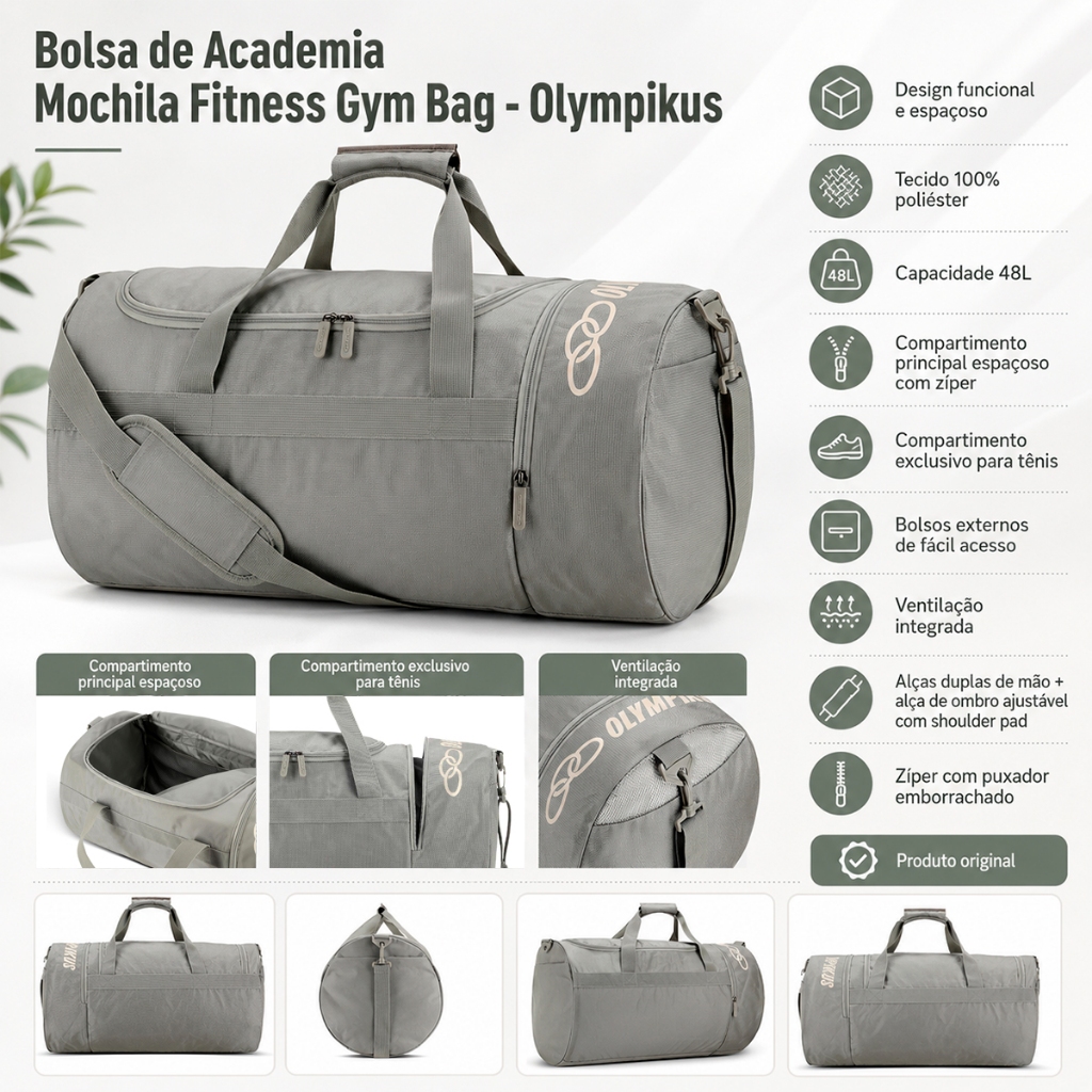 Mala Bolsa de Academia Unissex Mochila Fitness Gym Bag OIWB231809 - Olympikus