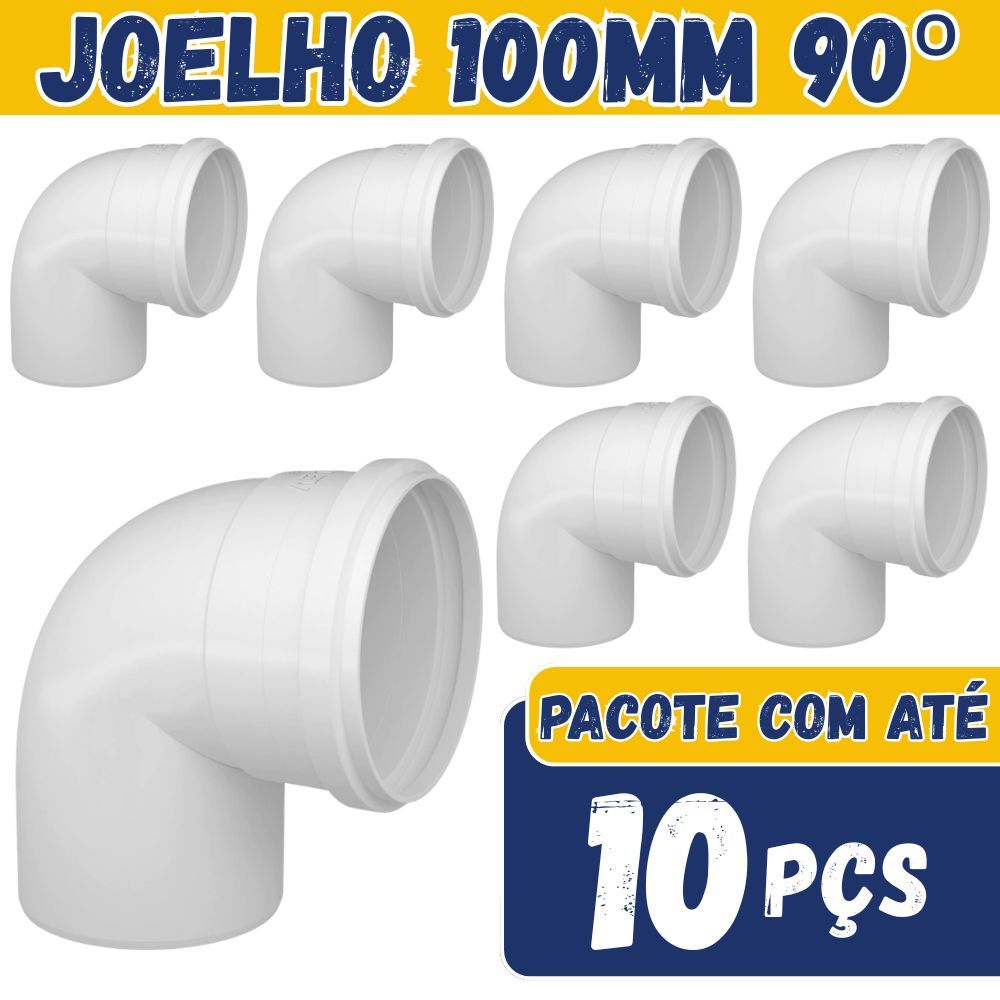 kit Joelho Cotovelo 100mm Esgoto 90 Graus Conexão Esgoto Joelho PVC Esgoto 3, 5 ou 10 Peças
