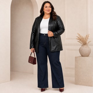 Blazer Feminino Cirrê Premium Couro Fake Social Blazer Casual para trabalho Blazer Executivo - Aria