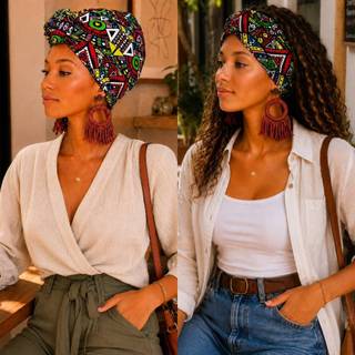 Turbante Africano Pronto | Faixa de Cabelo Afro | Faixa Estampada | Moda Afro | Acessório de Cabelo | Turbante Feminino