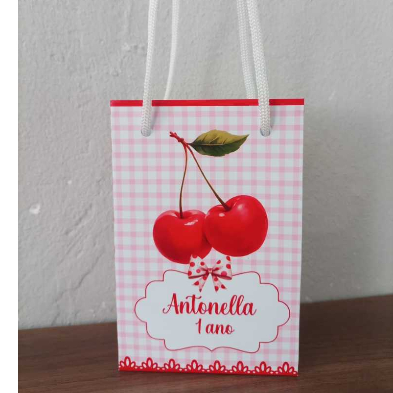 ✨ Sacolinha Surpresa Personalizada Lembrancinha de Aniversário Festa Infantil– Tema Cerejinha ✨