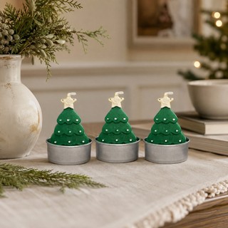 Kit 3 Velas Árvore de Natal Decorativas Vermelha ou Verde 5cm para Mesa e Presente