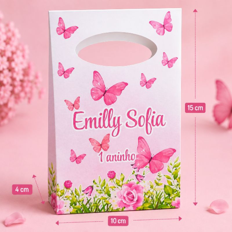 kits sacolinhas PEQUENAS Personalizadas Para Festa Infantil Nome Idade Tema Borboleta