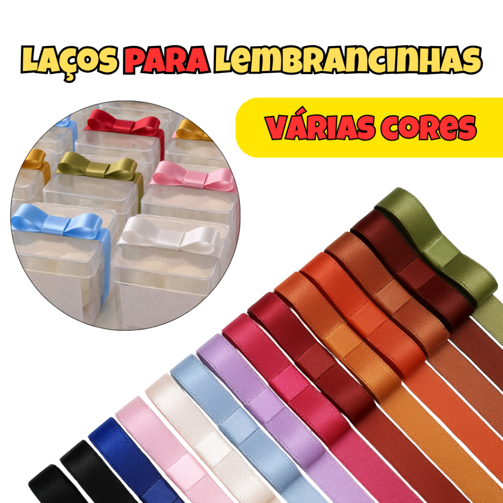 Laços Prontos de 7cm + Fita de 45cm para Lembrancinhas de Casamento Chá de Bebê Batizado Aniversário