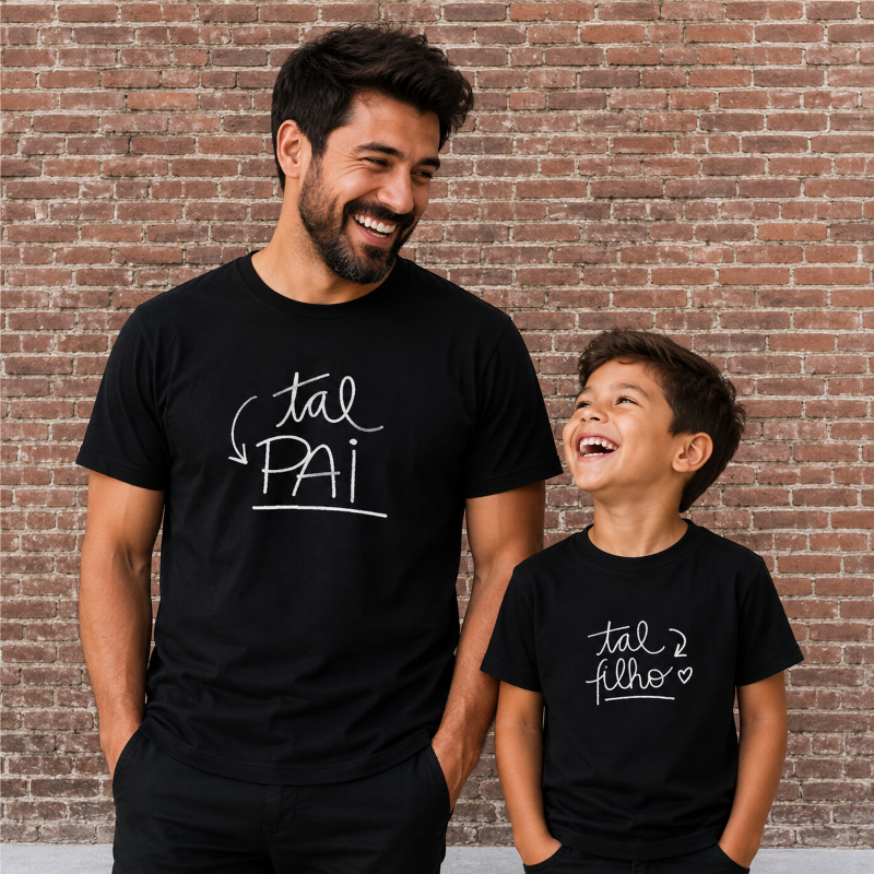 Kit Camiseta Pai e Filho Homenagem Camisa Estampada Tal Pai Tal Filho 100% Algodão Premium