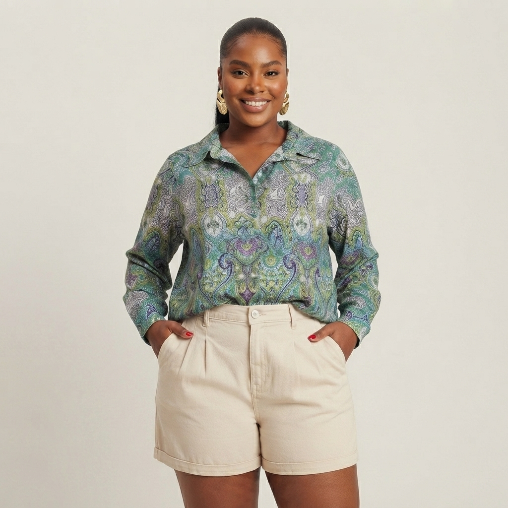 Blusa Feminina Estampada Manga Longa Soltinha Oversized Leve Confortável Moda Casual