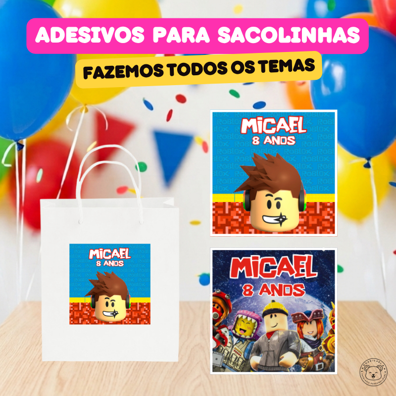 ENVIO RÁPIDO Adesivo Rótulo Personalizado para Sacolinha Roblox | Aniversário, Festa, Lembrancinhas, Mimos