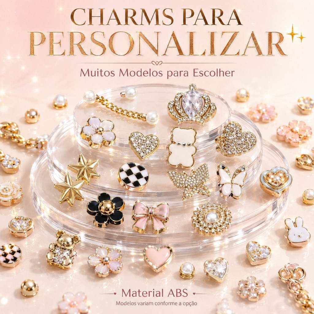 Charms para Sandália Feminino Elegante – Kit Variado com Pérolas e Strass
