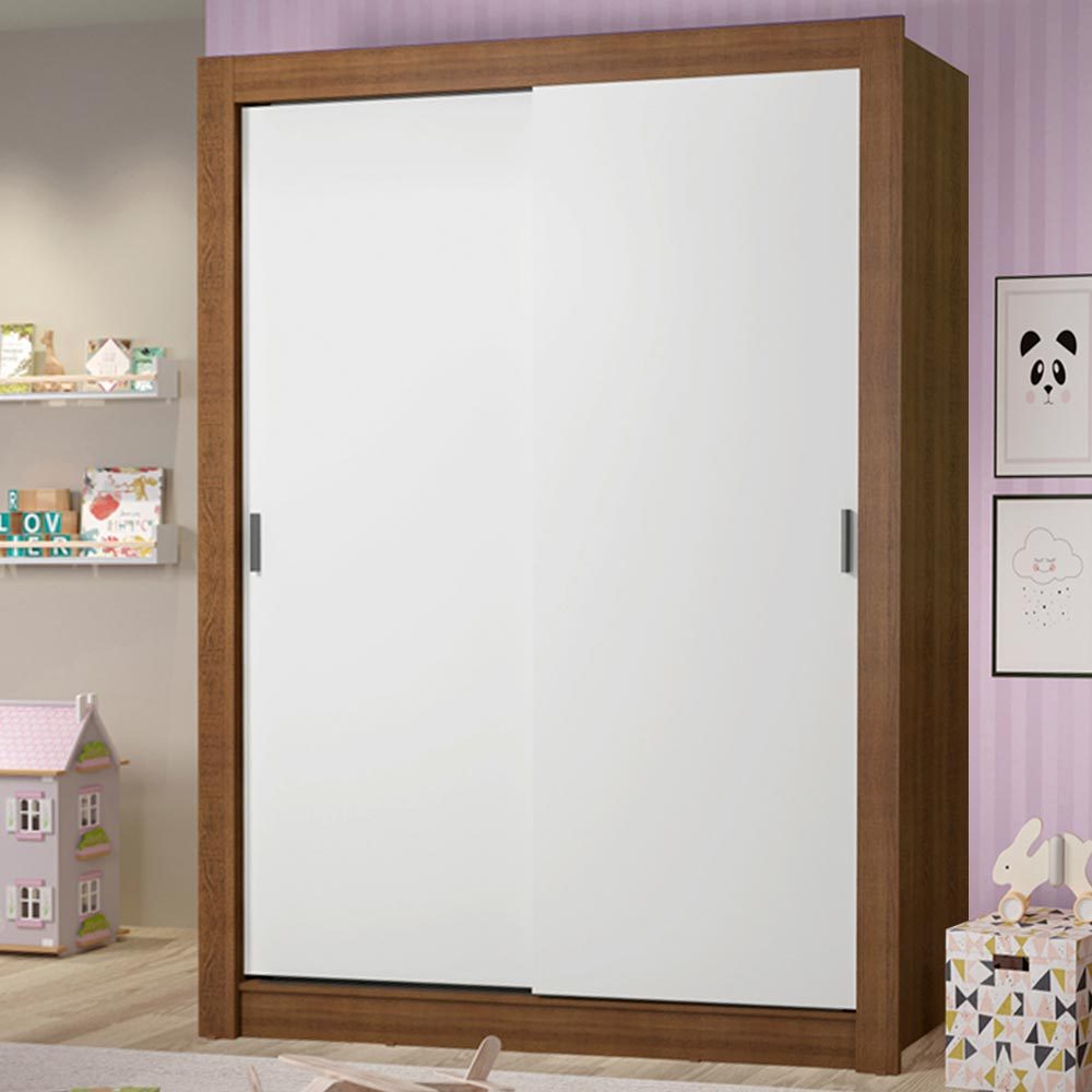 Guarda-Roupa Infantil Madesa Theo 2 Portas de Correr 4 Gavetas - Rustic/Branco