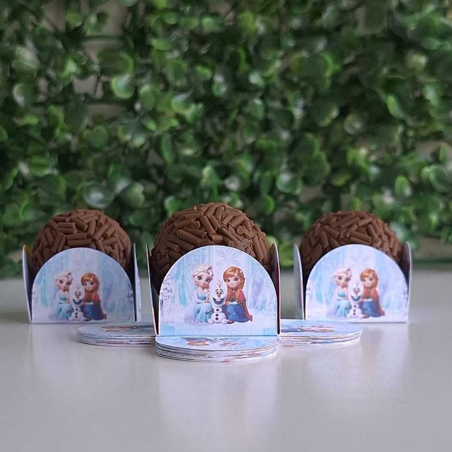 Frozen Forminhas Personalizadas Temática para Doce Brigadeiro 4 Pétalas N°6 Festa, Aniversário