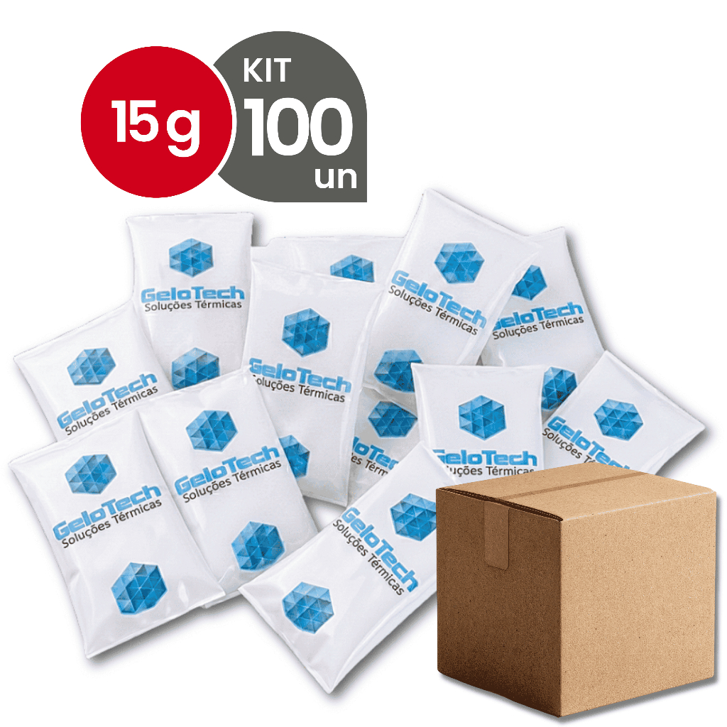 Kit Gelo Reutilizável 15g Flexível Até 8h Gelado Não Molha | GeloTech Gel Artificial Atóxico