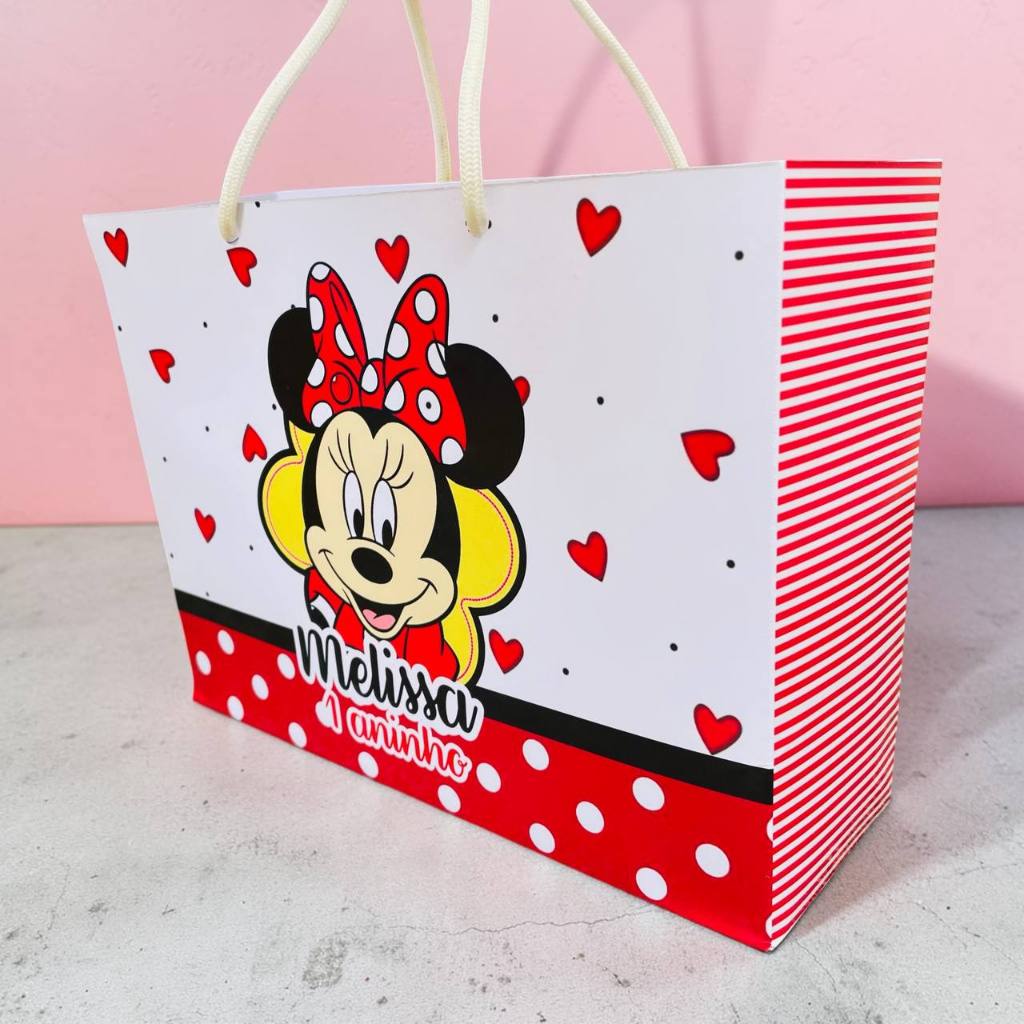 Sacolinha  Minnie Vermelha Personalizada Lembrancinha/ Aniversário/Pegue e Monte TAM G
