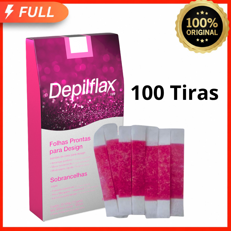 100 Tiras de Cera Depilatória Facial Tutti Frutti 50 Pares Unidades Sobrancelhas Buço — Prontas para Uso Depilflax