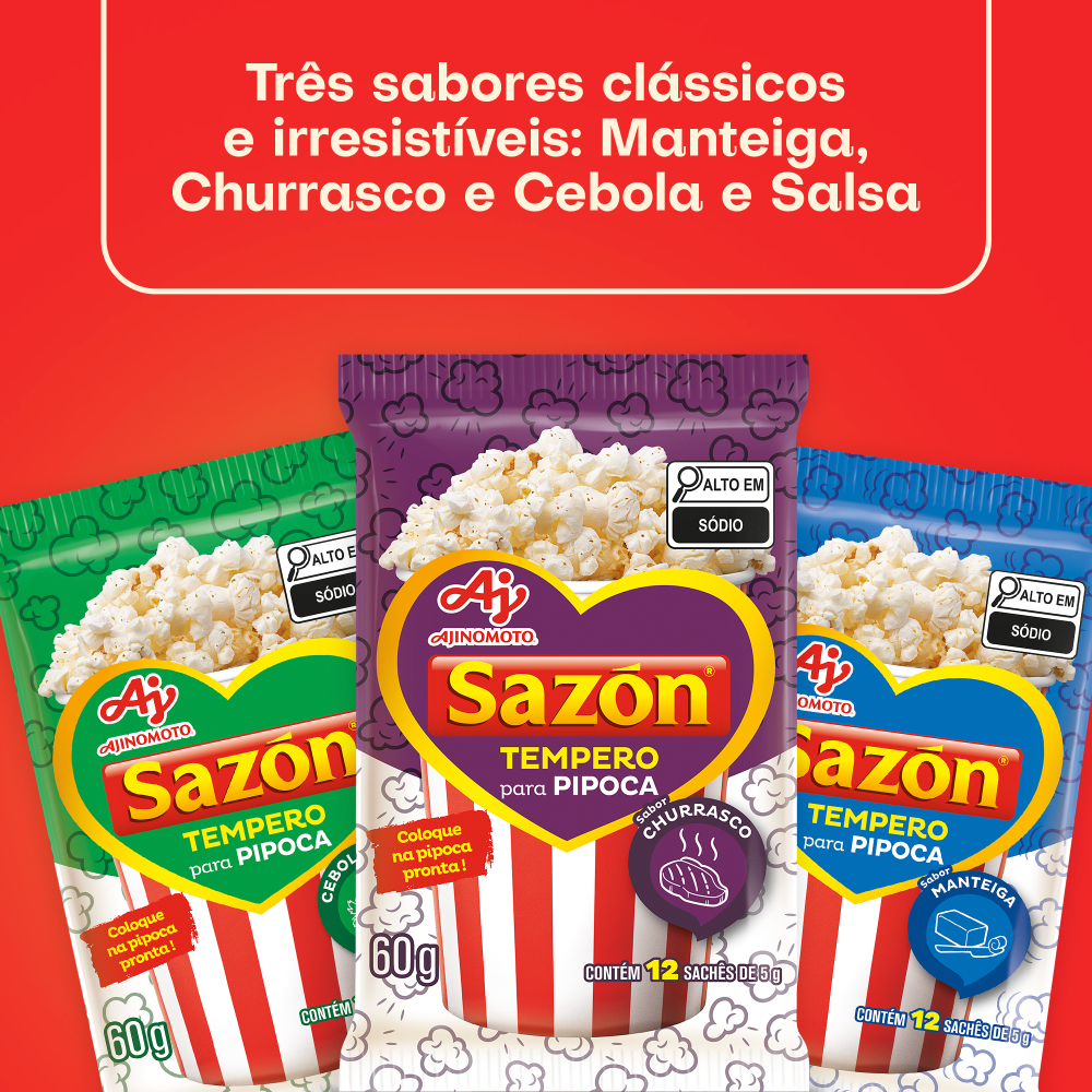 Kit Tempero SAZÓN® para Pipoca Manteiga, Churrasco e Cebola e Salsa - Combinação de Sabores para Sessões de Cinema · foto 2