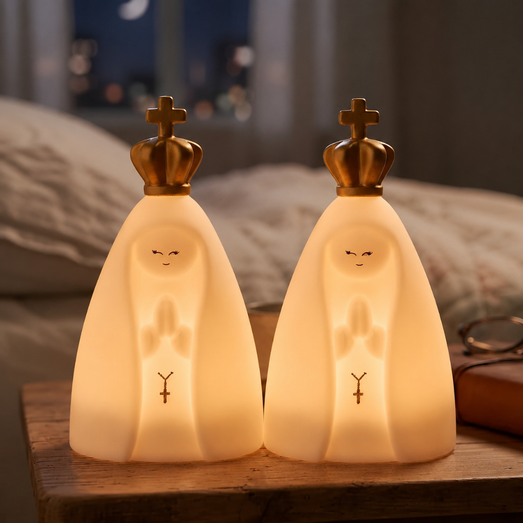 Mini Luminária Abajur de Mesa - Santinha Nossa Senhora Aparecida Minimalista - 6,3x4x11cm - 1 a 6 unidades - Rizzo