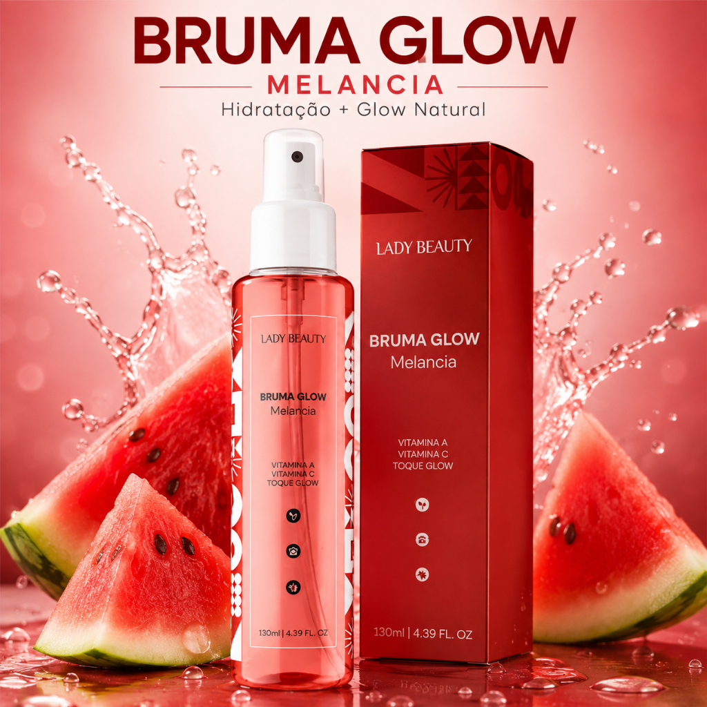 Bruma Lady Beauty Glow Melancia | Hidratação + Glow Natural | Fixador de Maquiagem