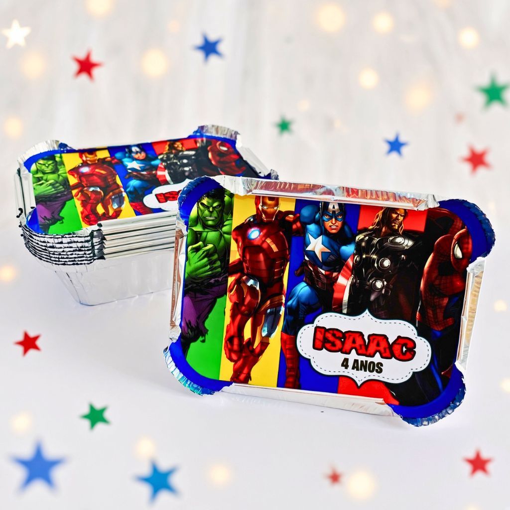 Marmitinha Personalizada Heróis Vingadores | Lembrancinha Festa Infantil | Marmita Personalizada Aniversário Heróis