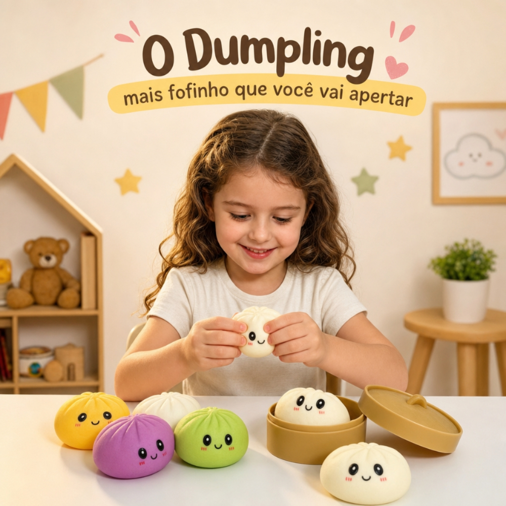 Dumpling Squishy Bolinho Fofinho Raro Anti Stress Sensorial Apertável Infantil Crianças Para Apertar Viral TikTok