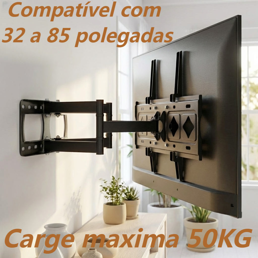 Suporte Articulado Tv, Suporte de Tv para Parede Braço Duplo 32 a 85 Polegadas Carge maxima 50KG