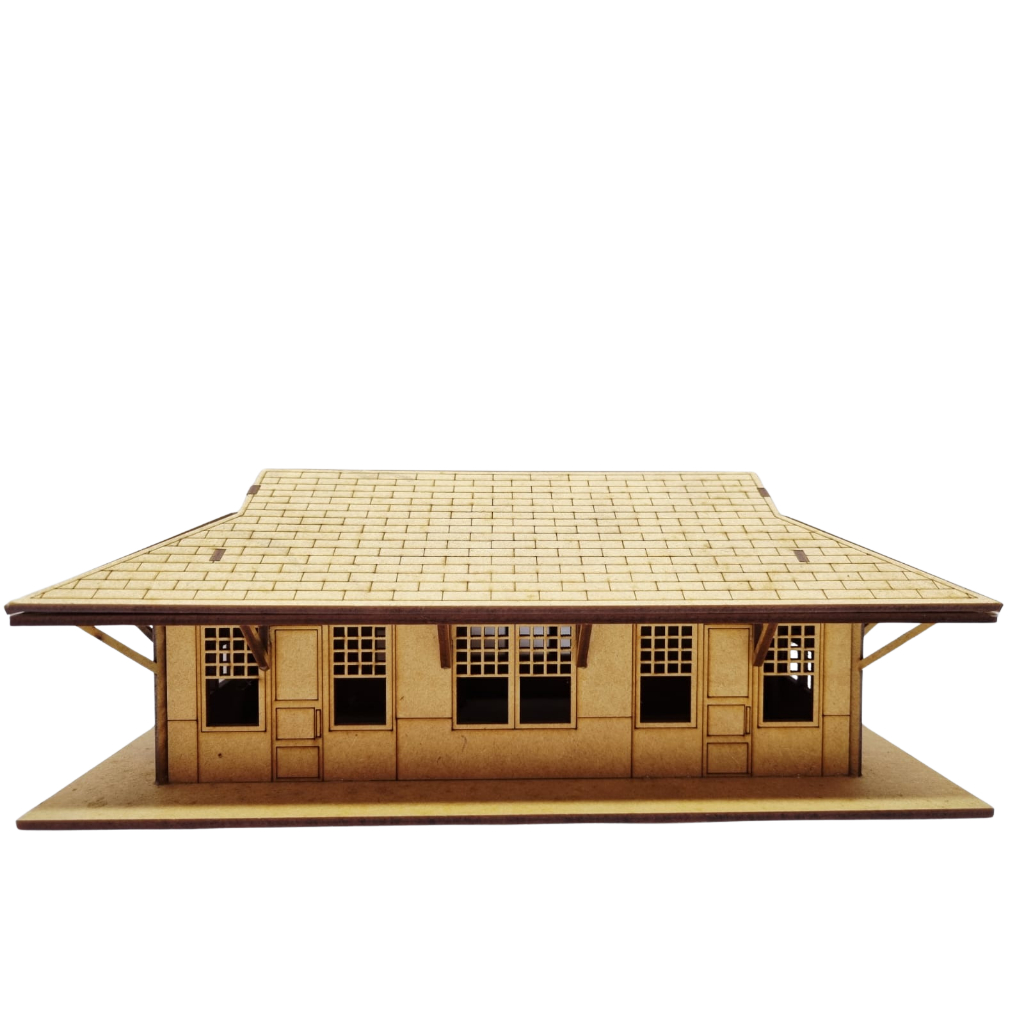 Miniatura de estação de trem ferroviaria em mdf para coleção