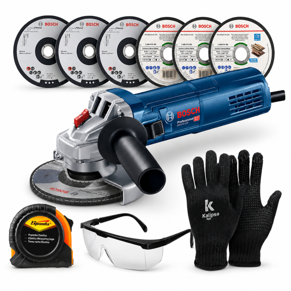Kit Esmerilhadeira GWS 9-125 S Bosch 900W Contr. Velocidade