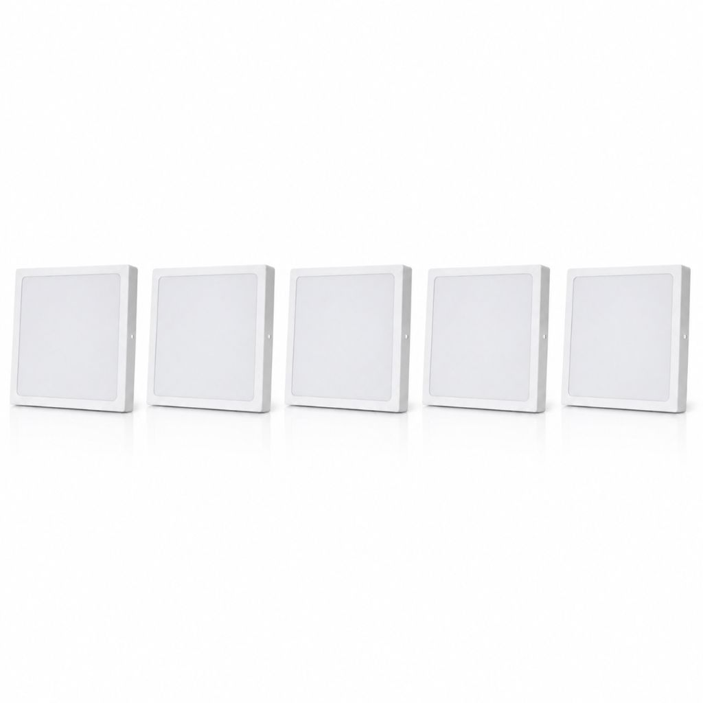 Kit 5 Painéis plafon LED Sobrepor quadrado Pop Light 18W 6500K gesso teto