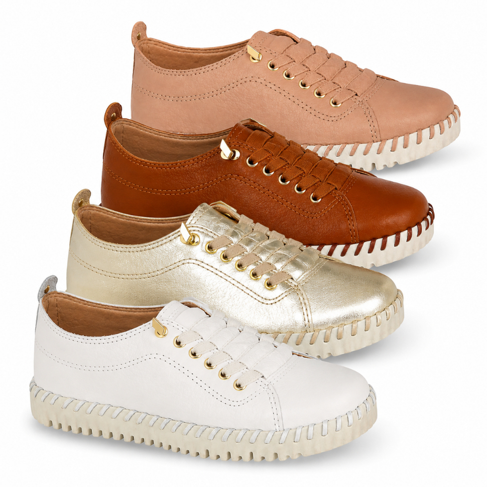 Tênis Feminino Casual Couro Legítmo Bottero Twister Pro Original Calce Fácil Estiloso Leve