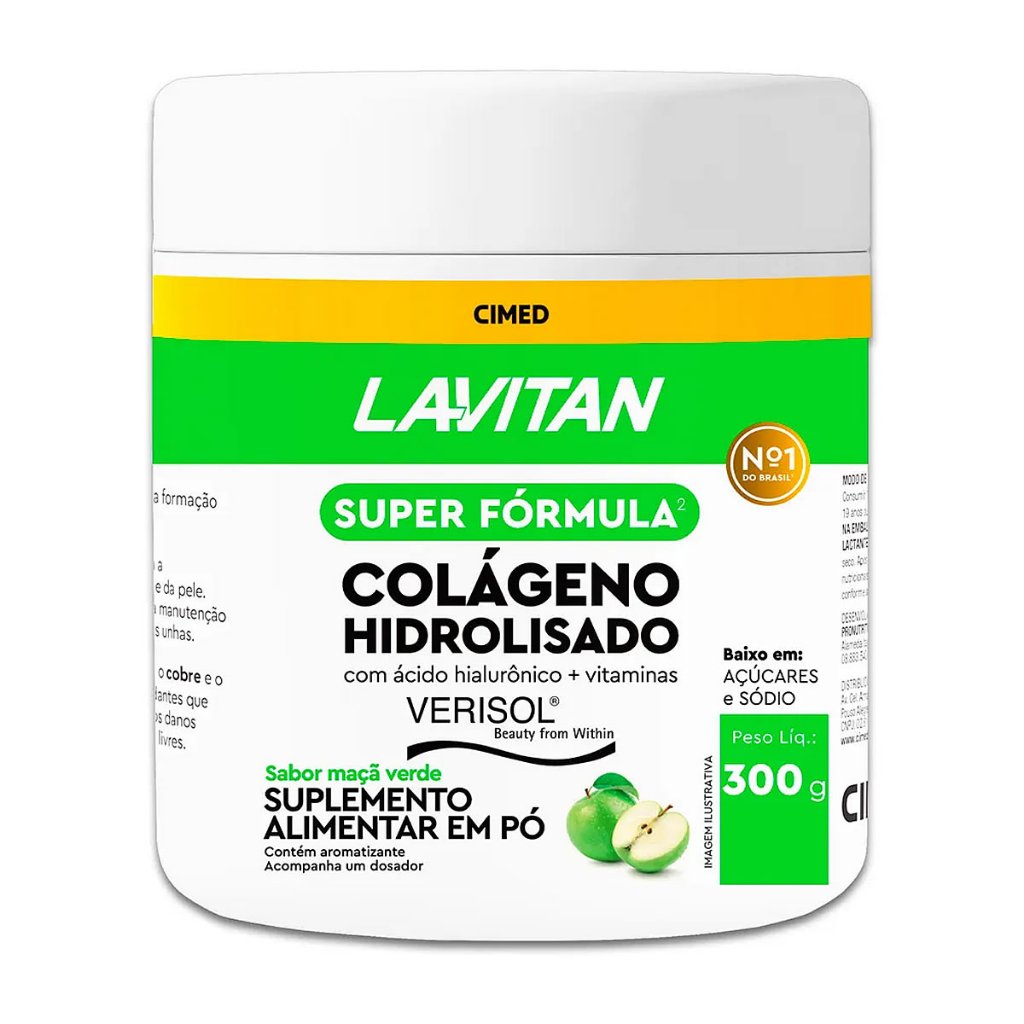 Kit 3 Lavitan Colágeno Verisol Maçã Verde 300g — imagem 2 de 2