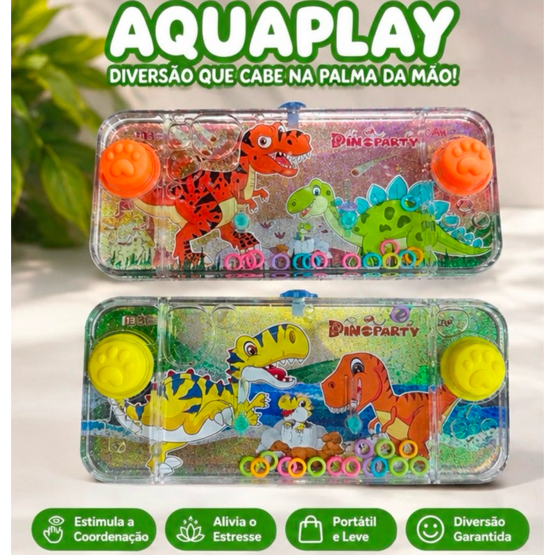 Aquaplay Jogo de Argolas com Água Dinossauro Brinquedo Portátil Infantil