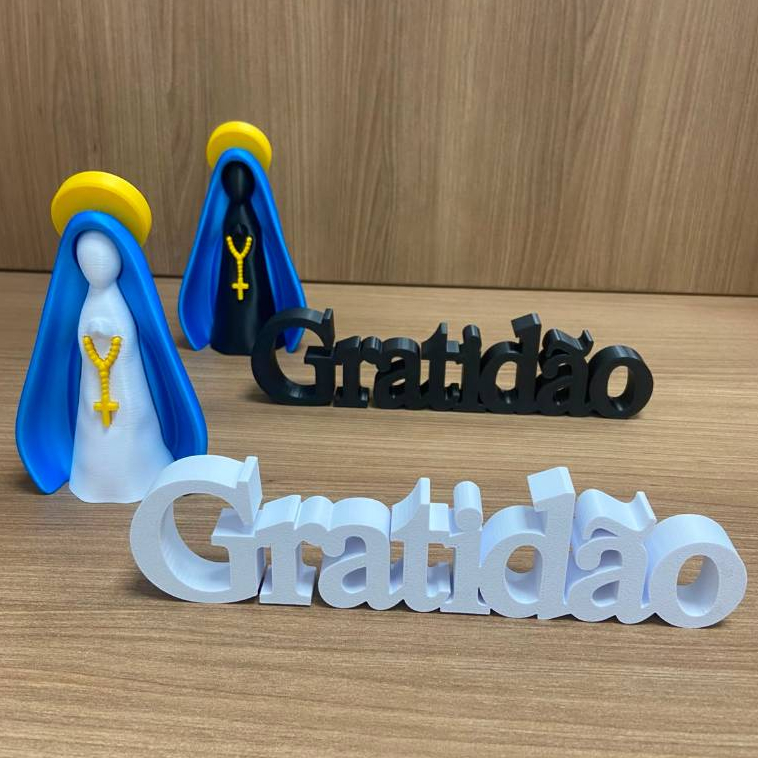 Kit Nossa Senhora Aparecida + Placa Gratidão Decoração Religiosa Católica Fé Oração Presente