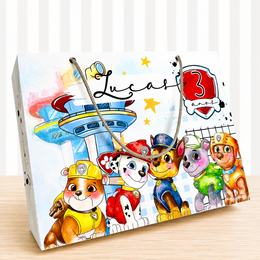 Sacolinha G patrulha canina Personalizada para Festa Infantil - sacolinha patrulha canina - Lembrancinha de Aniversário.
