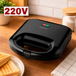 Sanduicheira Antiaderente Agratto Sanduicheira Grill Elétrico 2 em 1 Preto Antiderrapante 220V
