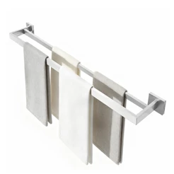 LUMAI Toalheiro Duplo Salerno Aço Inox 60cm Fixação Parede 2 Barras Porta Toalha Banheiro Moderno