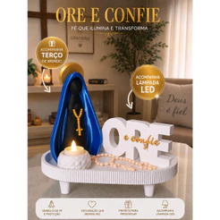 Nossa Senhora Aparecida Ore e Confie 3D – Decoração Católica Altar Religioso Fé Presente