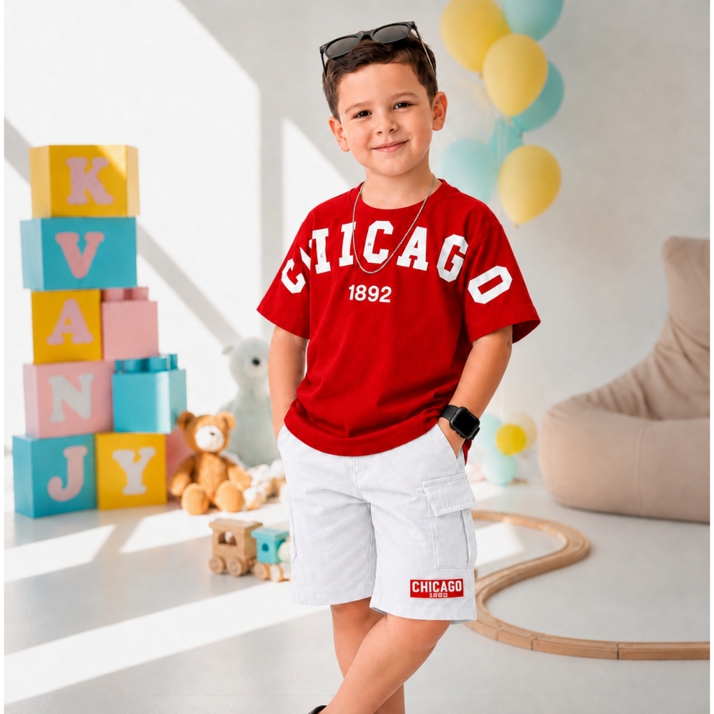 Conjunto Infantil 2 Peças Menino Masculino Camisa e Bermuda - Kit Verão Leve Fresquinha 2 a 12 anos