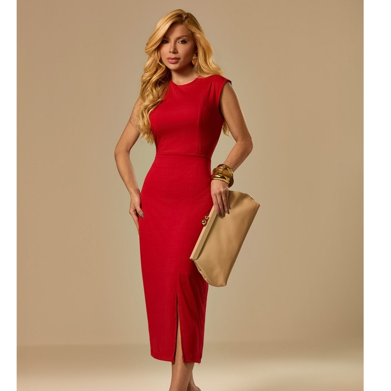 Vestido midi elegante para festa casamento social batizado madrinha jantar dia a dia feminino formatura evangélicos