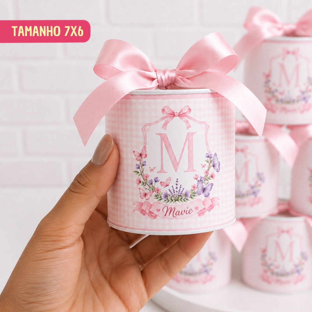 Tubolata Personalizada 7x6 | Menina Flores | Lembrancinha Maternidade  | Fazemos Outros Temas