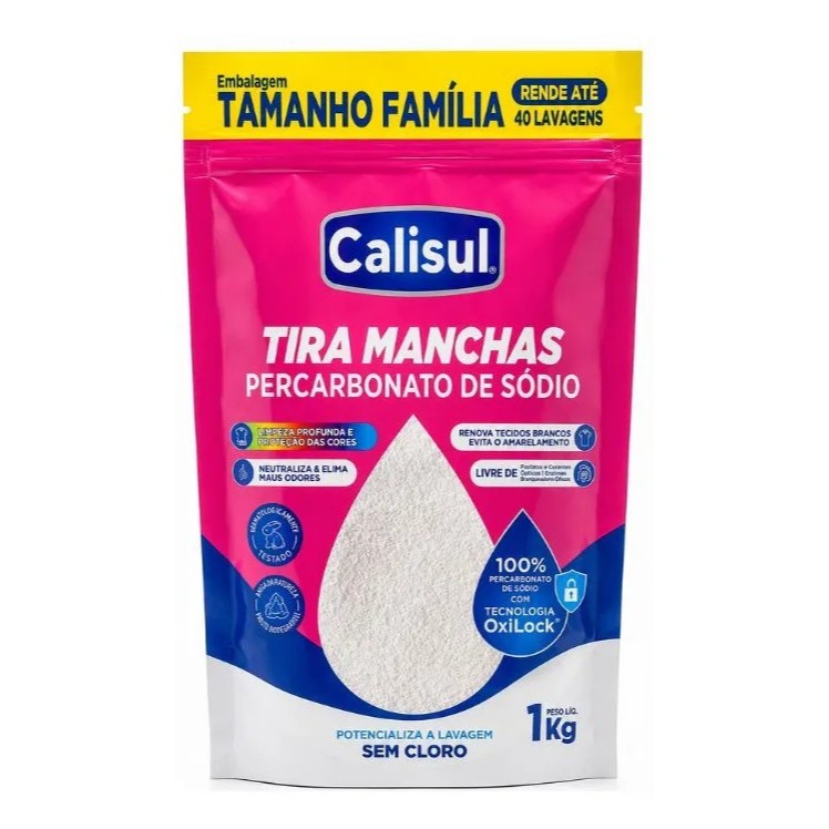 PERCARBONATO de sódio 100% PURO Roupas e Limpeza 1kg OXIGÊNIO ATIVO Calisul SEM CLORO