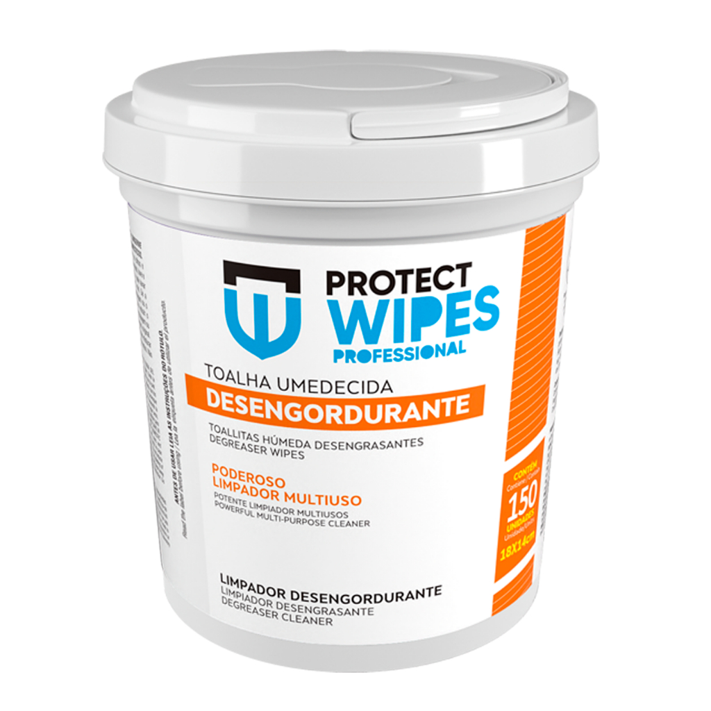 Toalha Umedecida Protect Wipes Desengordurante Balde C/ 150unidades