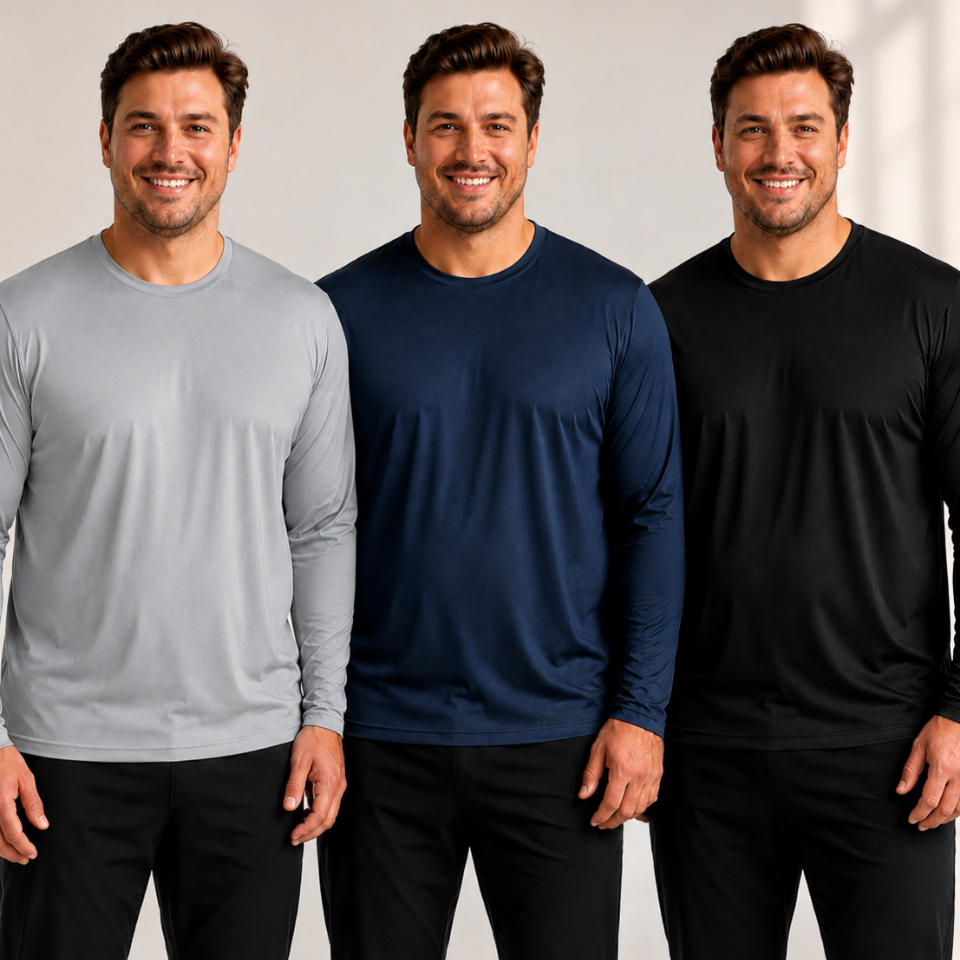 Kit 3 Camisetas Plus Size UV 50+ Manga Longa Proteção Solar Esporte Praia