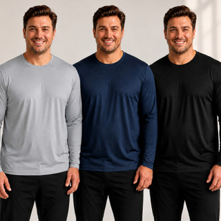 Kit 3 Camisetas Plus Size UV 50+ Manga Longa Proteção Solar Esporte Praia