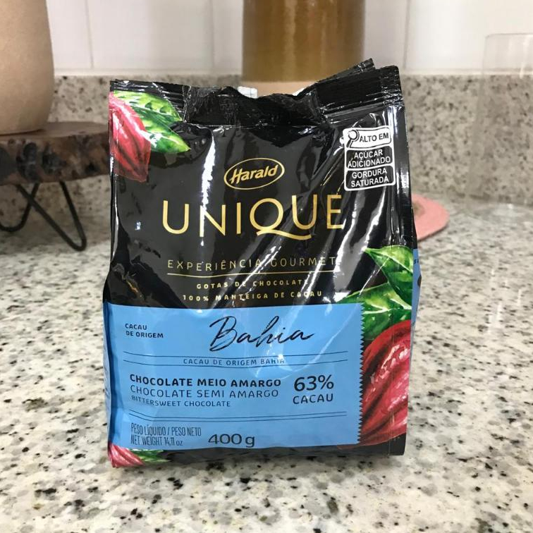 Chocolate em Gotas 63% Cacau Amargo Bahia - Unique - 400g - 01 Unidade - Harald - Rizzo