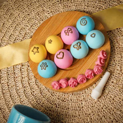 Kit Carimbos Essenciais Para Marcar Docinhos Rosa Bebê Confeitaria BlueStar