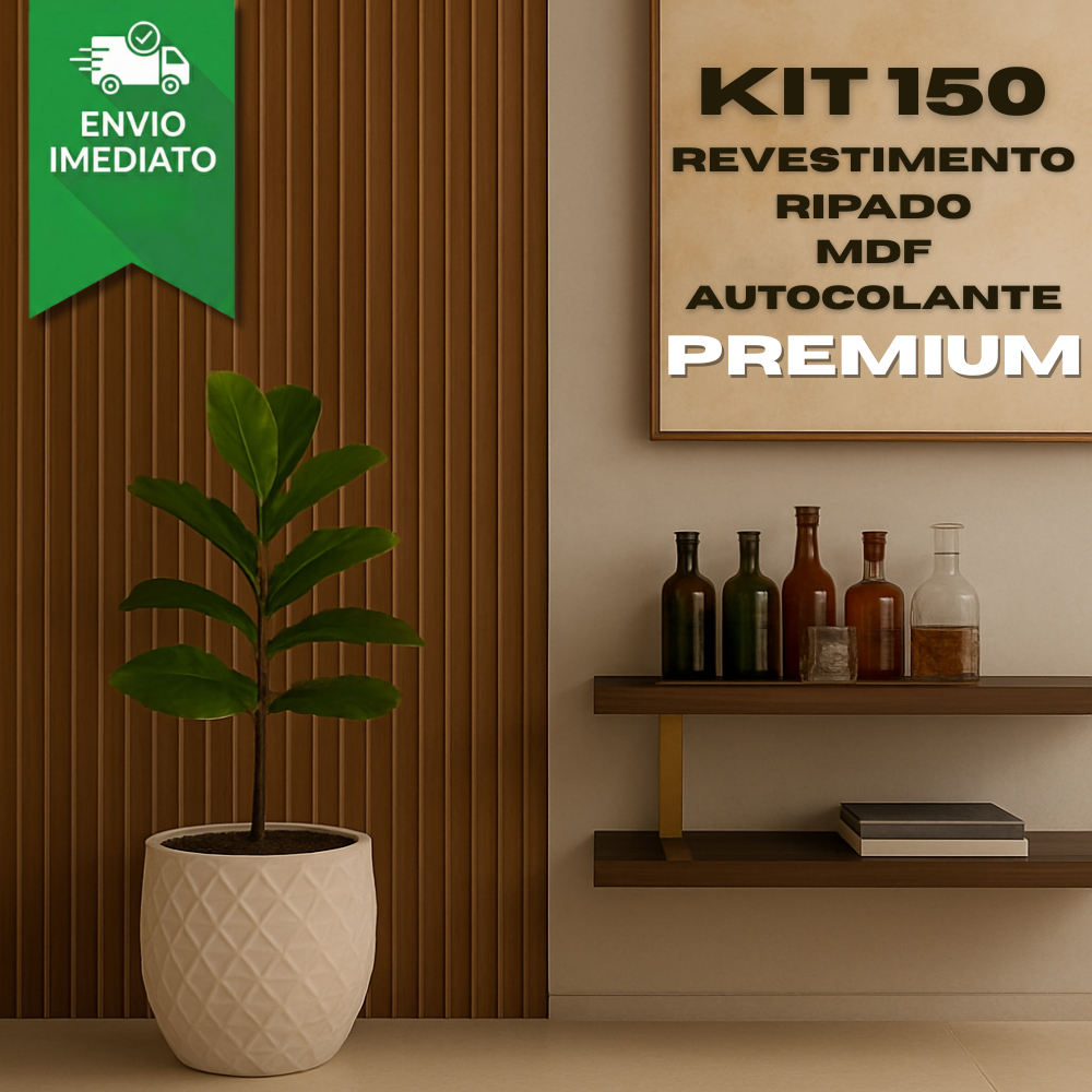 Kit 150 Revestimento Ripado Placa Painel Autocolante em MDF Premium para Decoração - ENVIO FULL