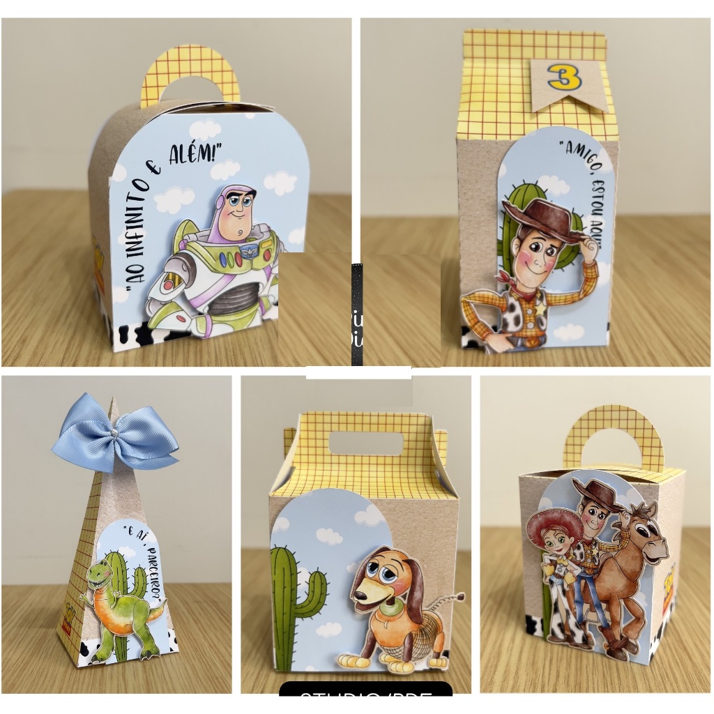 Caixas Personalizadas Toy Story Aquarela– Lembrancinha / Mesversário / Festa Infantil / Aniversário