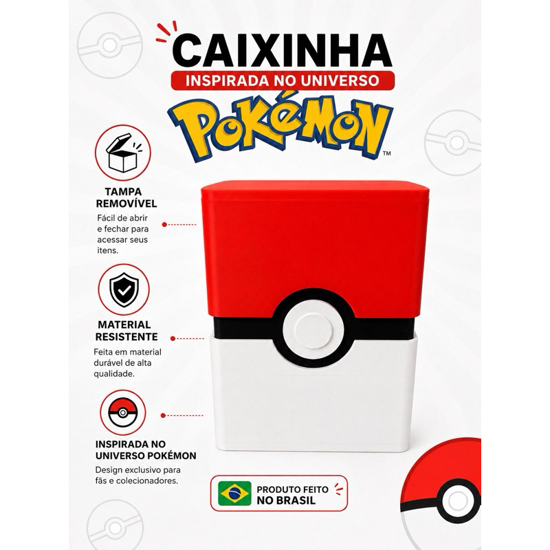 Caixa Estojo para Cartas Pokémon TCG | Deck Box Pokemon | Porta Cartas | Card Box | Presente Pokemon 280 cartas