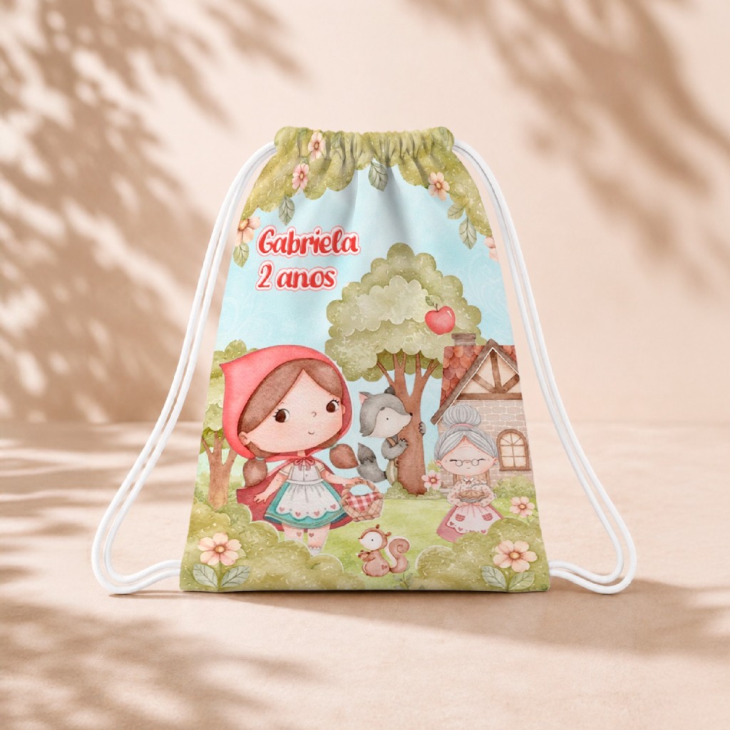 10 Mochila Personalizada Infantil 18x26 Sacolinhas Surpresa Festa Aniversário Lembrancinha Chapeuzinho Vermelho M1