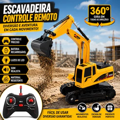 Escavadeira de Controle Remoto Infantil Carrinho de Construção RC Recarregável Shopee Hot